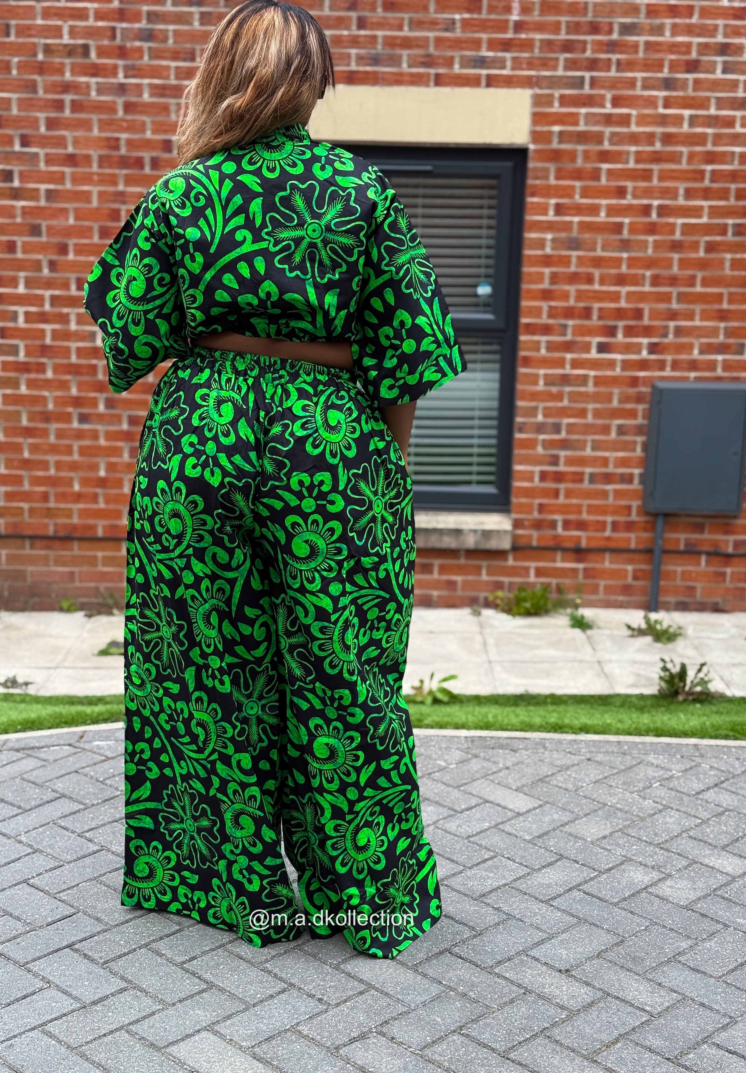 Toki High Waisted Trouser |  Green African Print