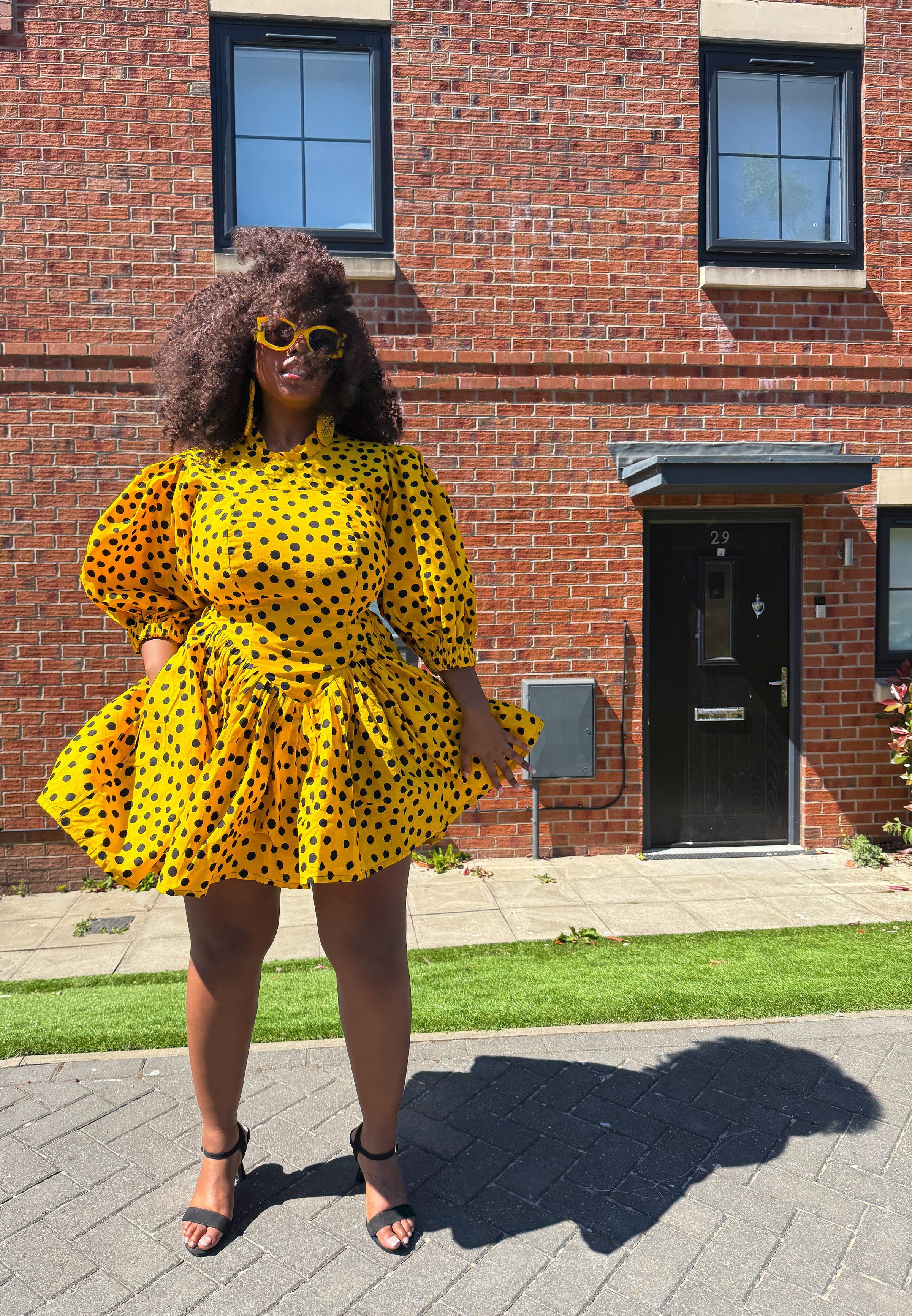 Oneil Mini Dress | Yellow Polkda Dot Mini Dress