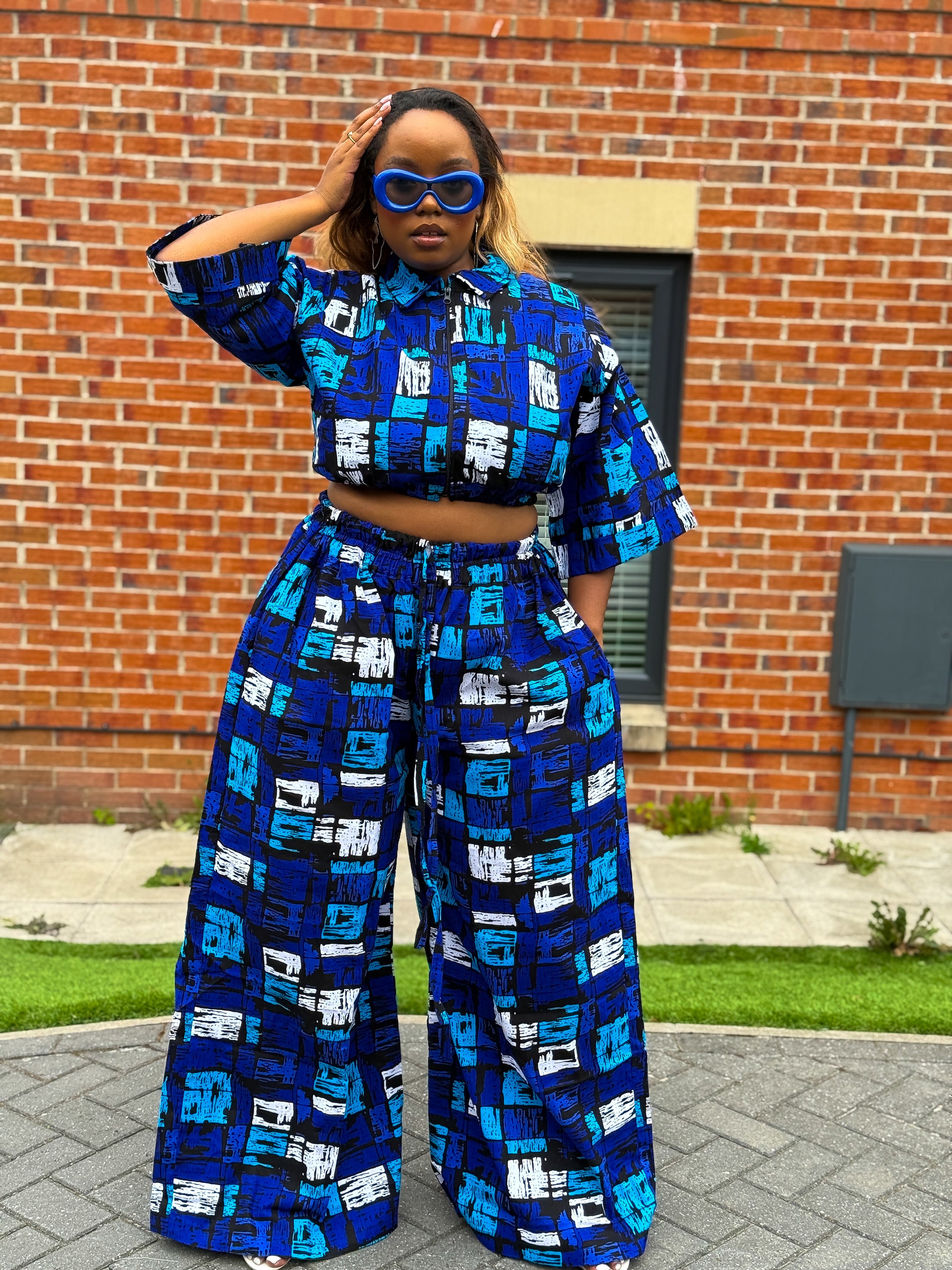 Tosin Ankara Crop Top | Blue African Print
