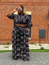 Temi Ankara Crop Top | Black and White African Print