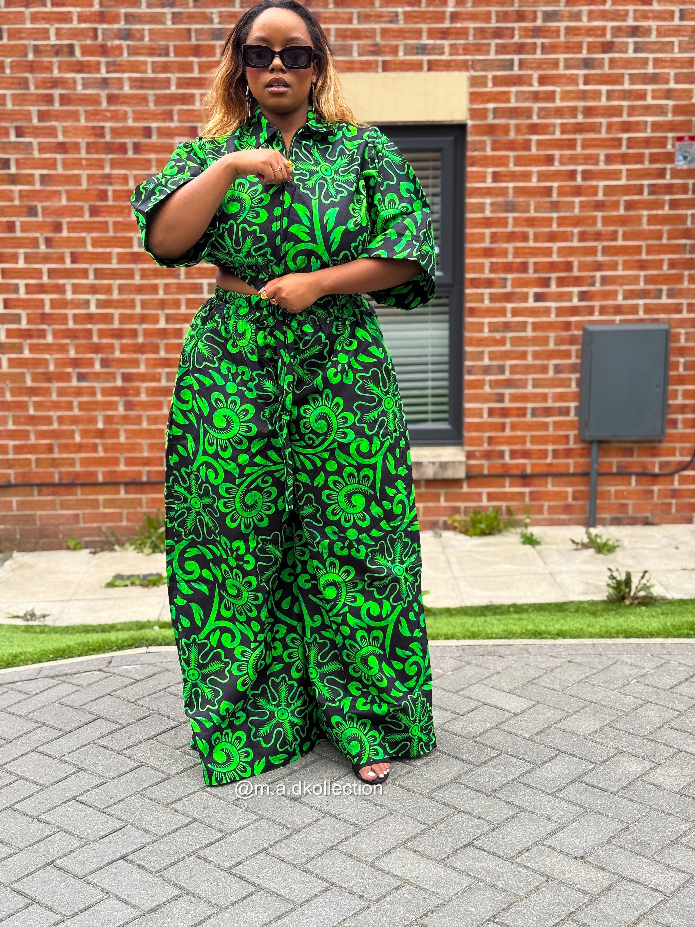 Toki High Waisted Trouser |  Green African Print