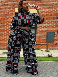 Temi Ankara Crop Top | Black and White African Print