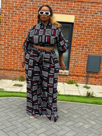 Temi Ankara Crop Top | Black and White African Print