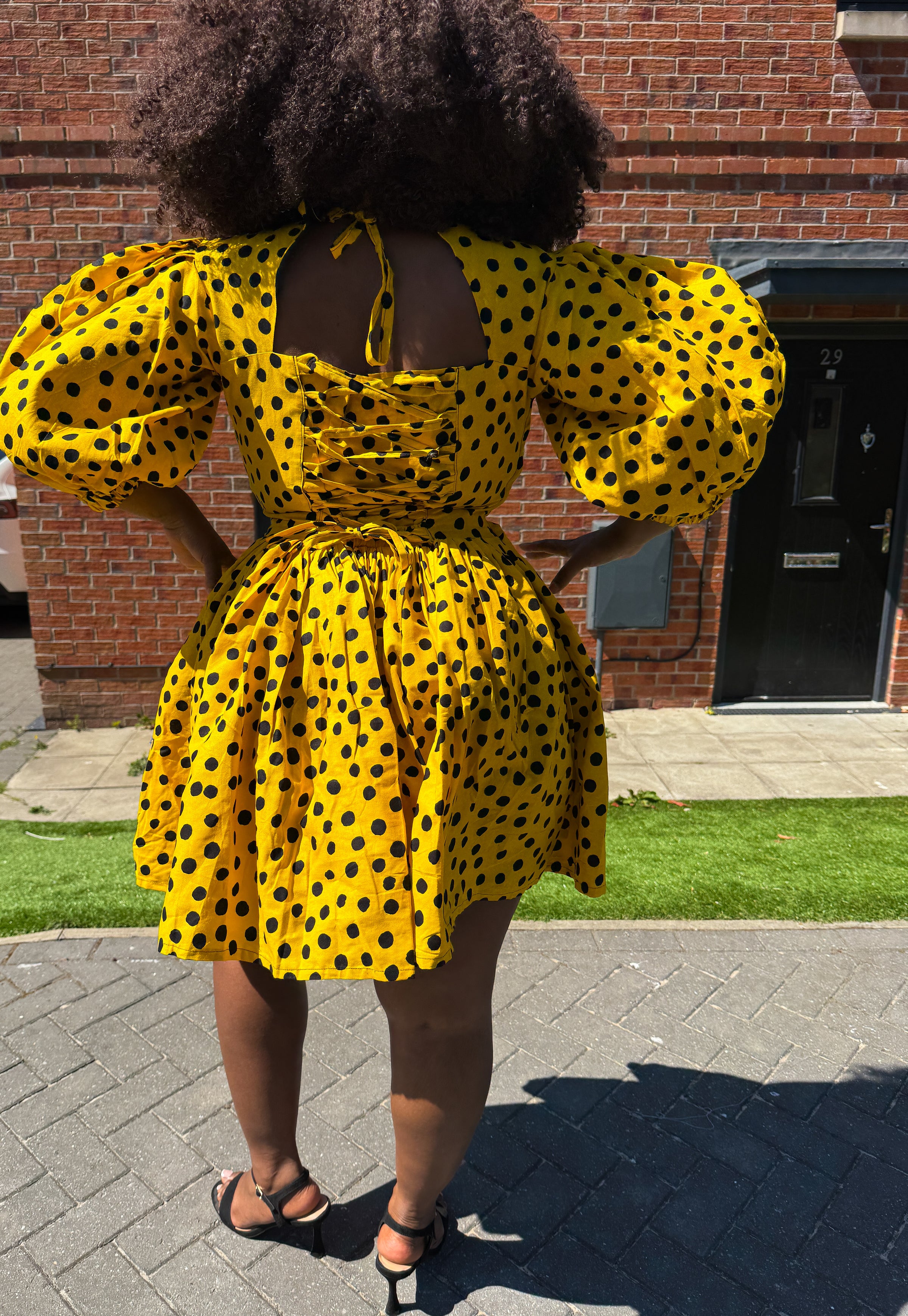 Oneil Mini Dress | Yellow Polkda Dot Mini Dress
