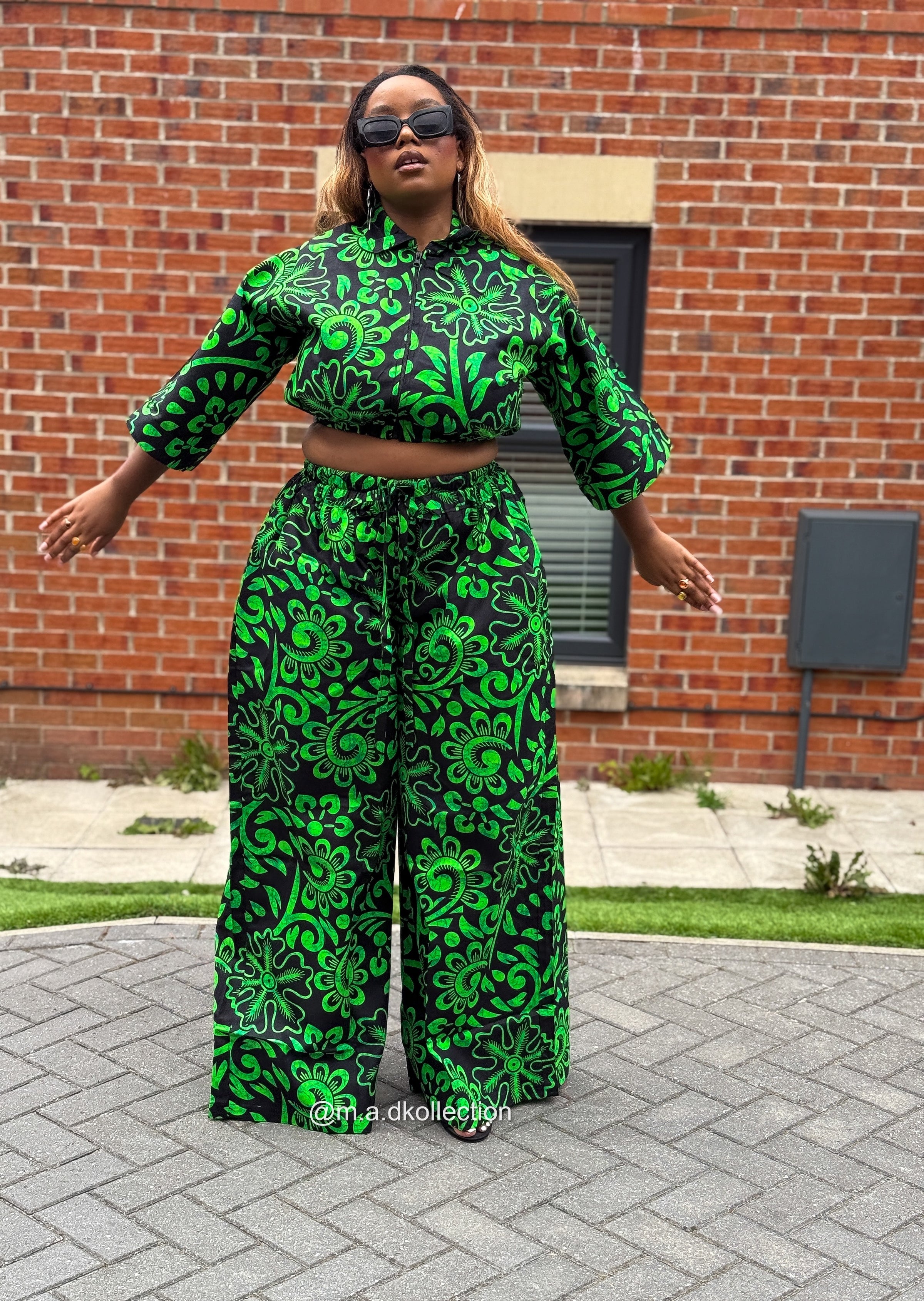 Toki High Waisted Trouser |  Green African Print