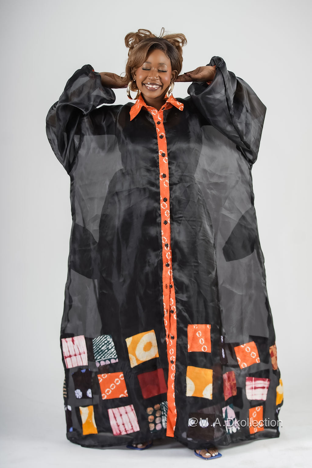 Abiola Shirt Dress | Black Organza