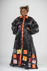 Abiola Shirt Dress | Black Organza