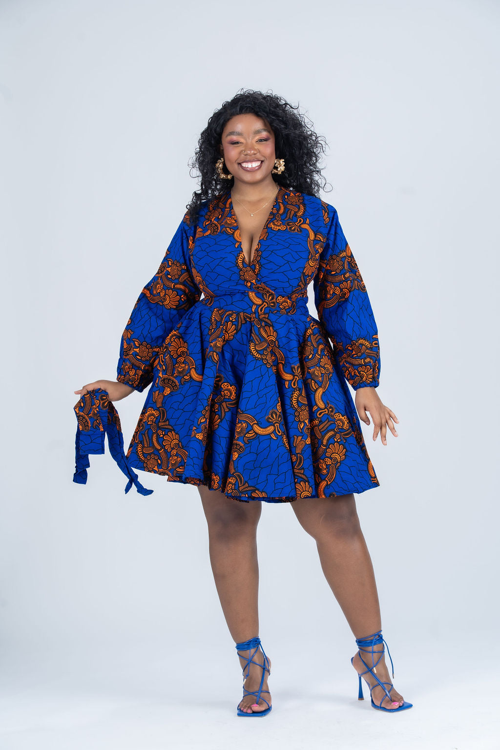 Bekky Ankara Mini Dress | Blue and Orange African Print M.A.DKollection Bekky Ankara Mini Dress | Blue and Orange African Print M.A.DKollection