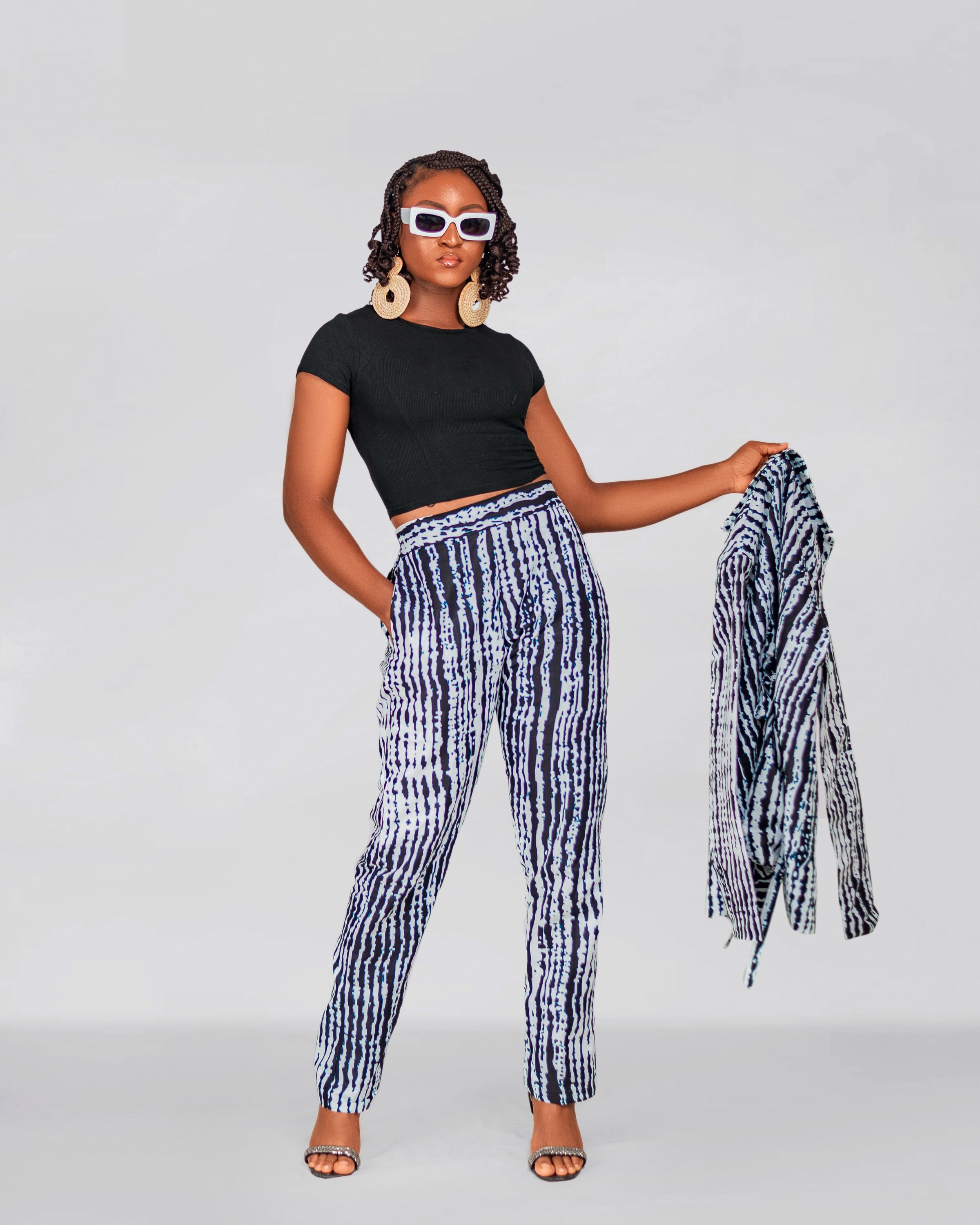 GIlia Ankara High waisted Trouser | Black and White African Print