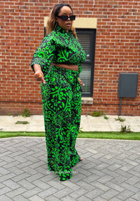 Toki High Waisted Trouser |  Green African Print