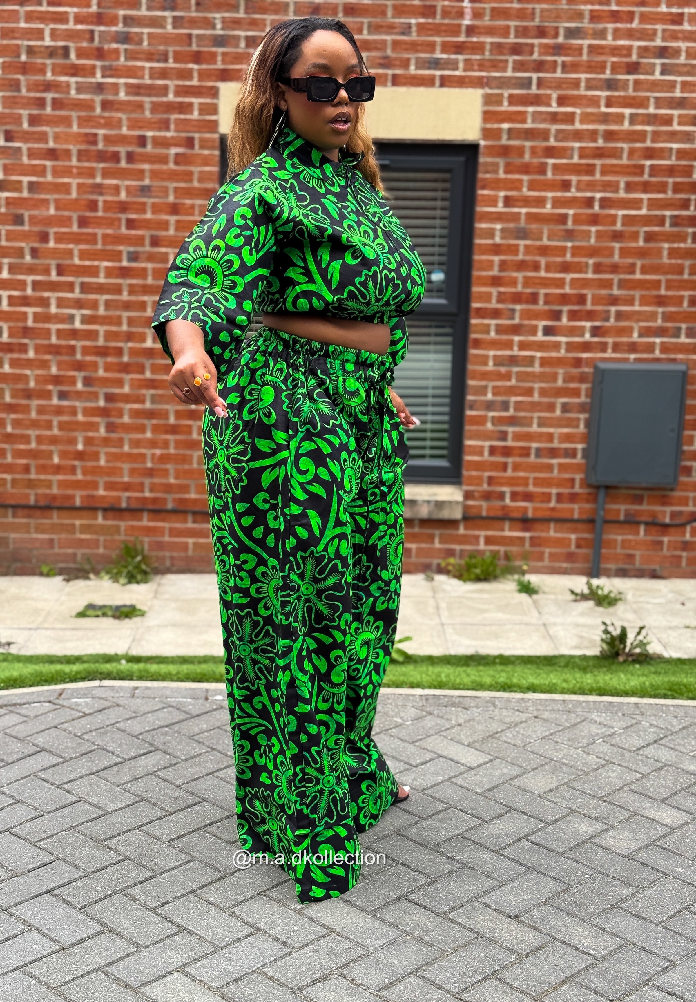 Toki High Waisted Trouser |  Green African Print