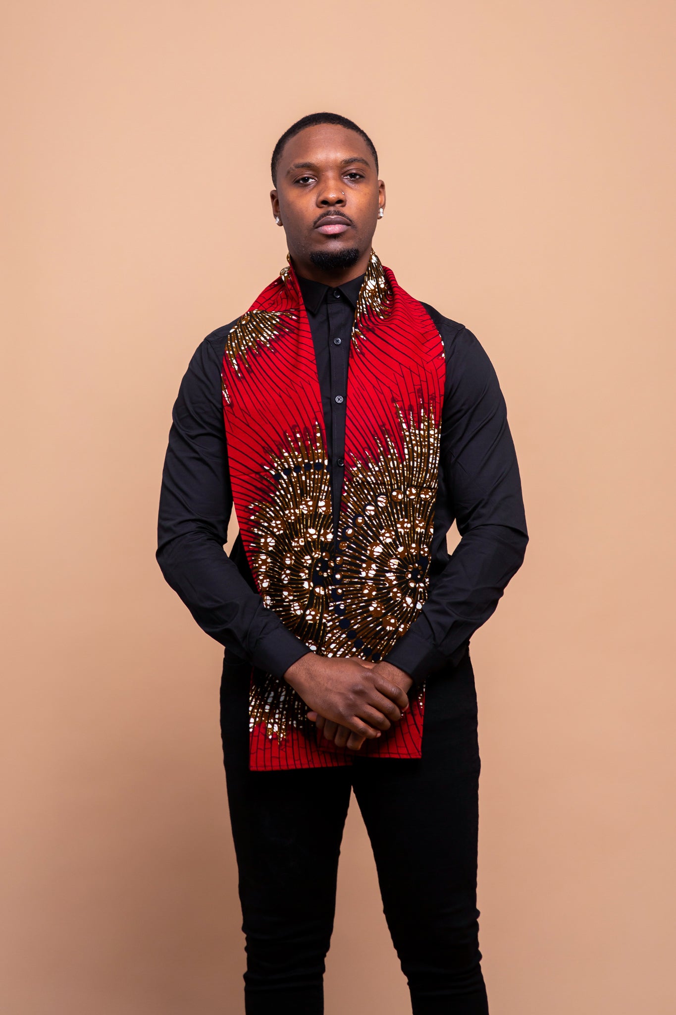 Colton Neck Scarf for Men | Red African Print9