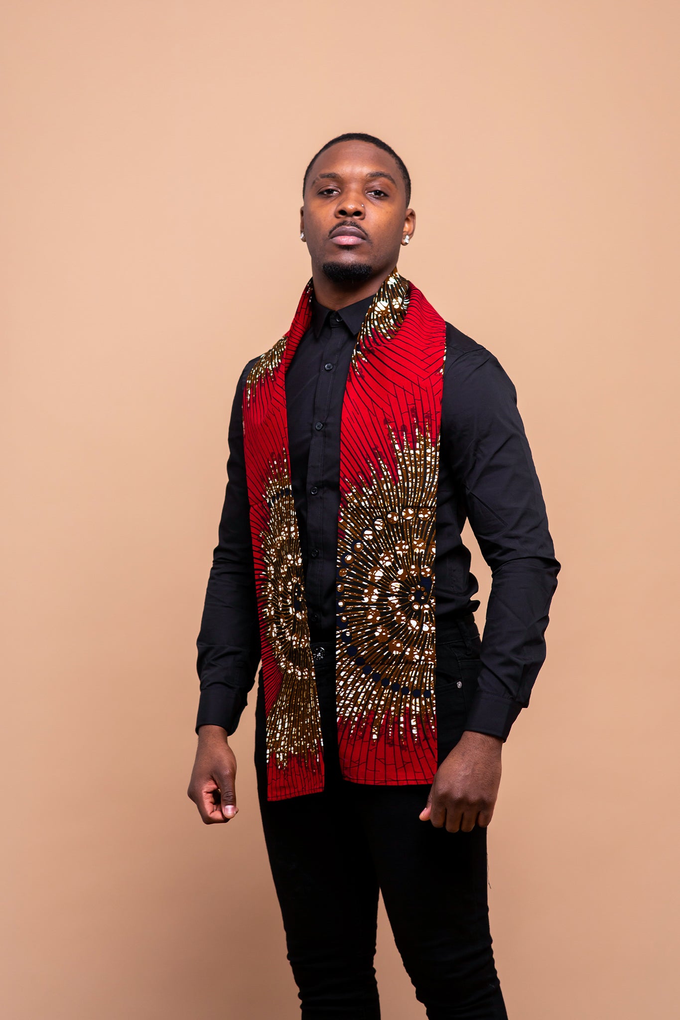 Colton Neck Scarf for Men | Red African Print9