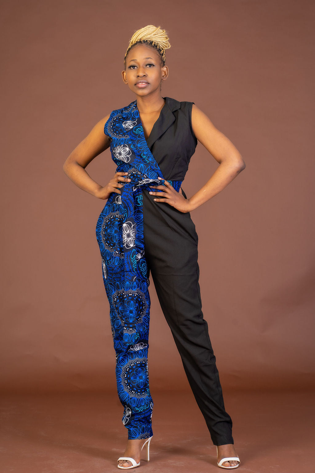 Mandy Ankara Jumpsuit Blue and Black African Print –