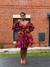Billie Ankara Midi Dress | Pink and Orange African Print