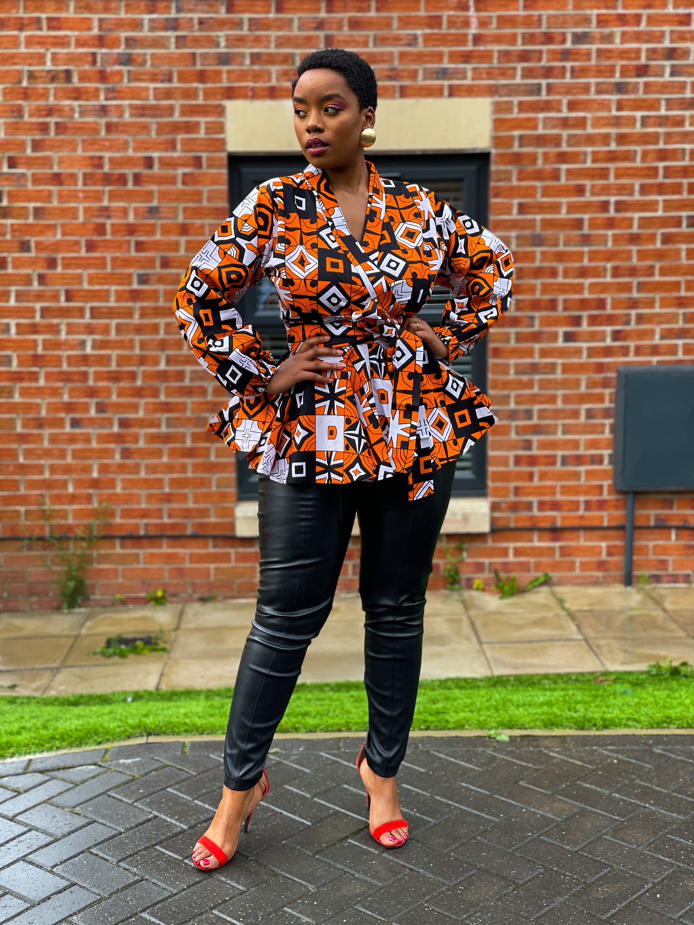 Celia Ankara Peplum Top Yellow and White African Print –