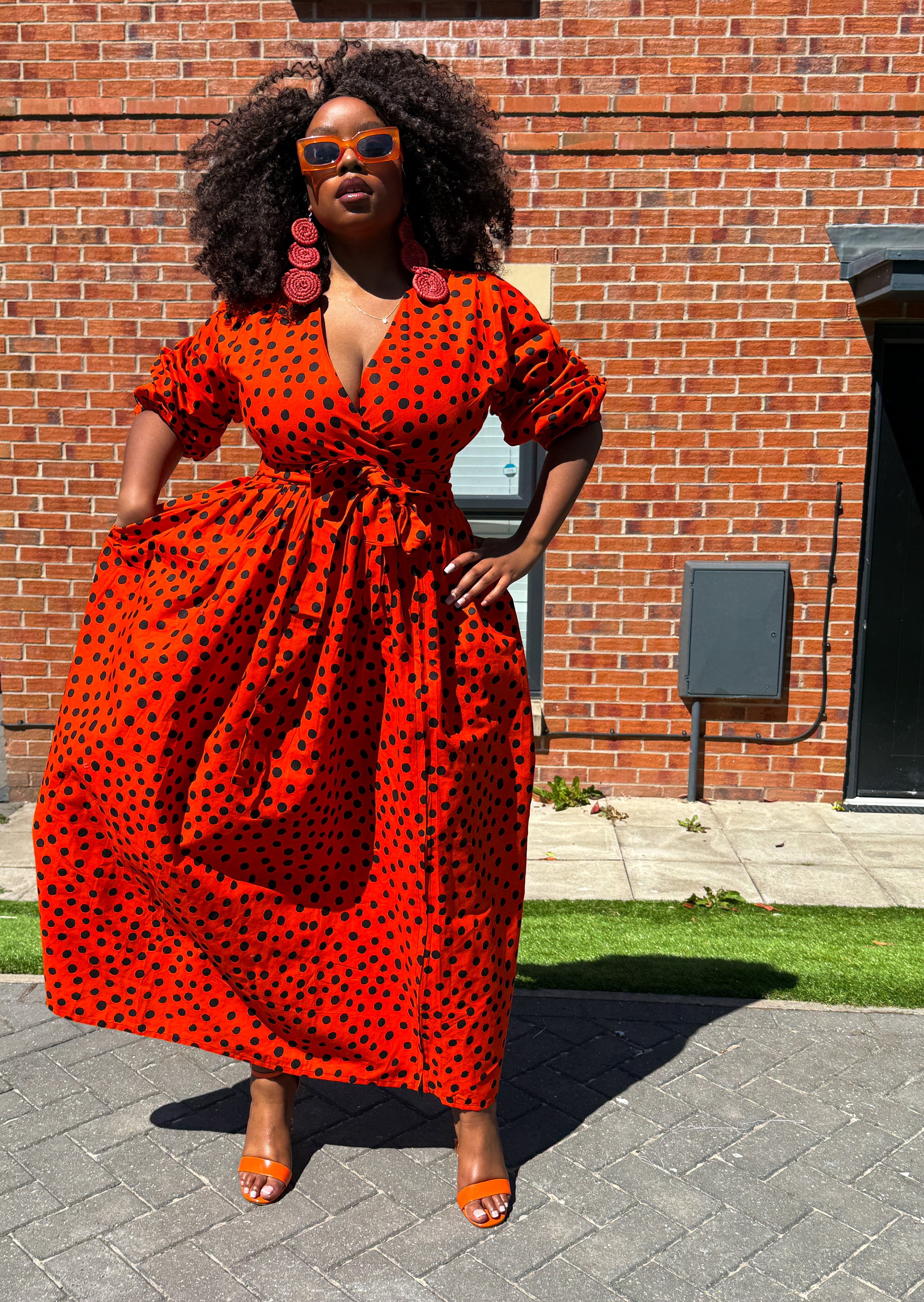 Busayo Ankara Maxi Dress Orange African Print – - Main Image