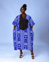Emma Aso Oke Bubu| Blue and White Print