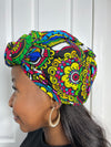 Adiza Blue and Green multicolored Ankara Headwrap/Scarf