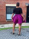 Jolene Ankara High Waisted Flare Short | Pink and Black African Print