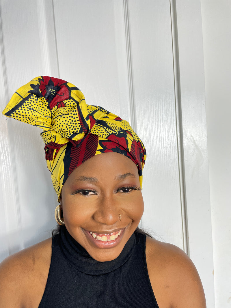 Yellow and Red Ankara Headwrap/Scarf