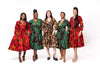 Deja Ankara Midi Dress | Green and Black African Print