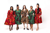 Deja Ankara Midi Dress | Green and Black African Print