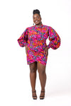 Betty Ankara Short Mini Dress | Pink African Print