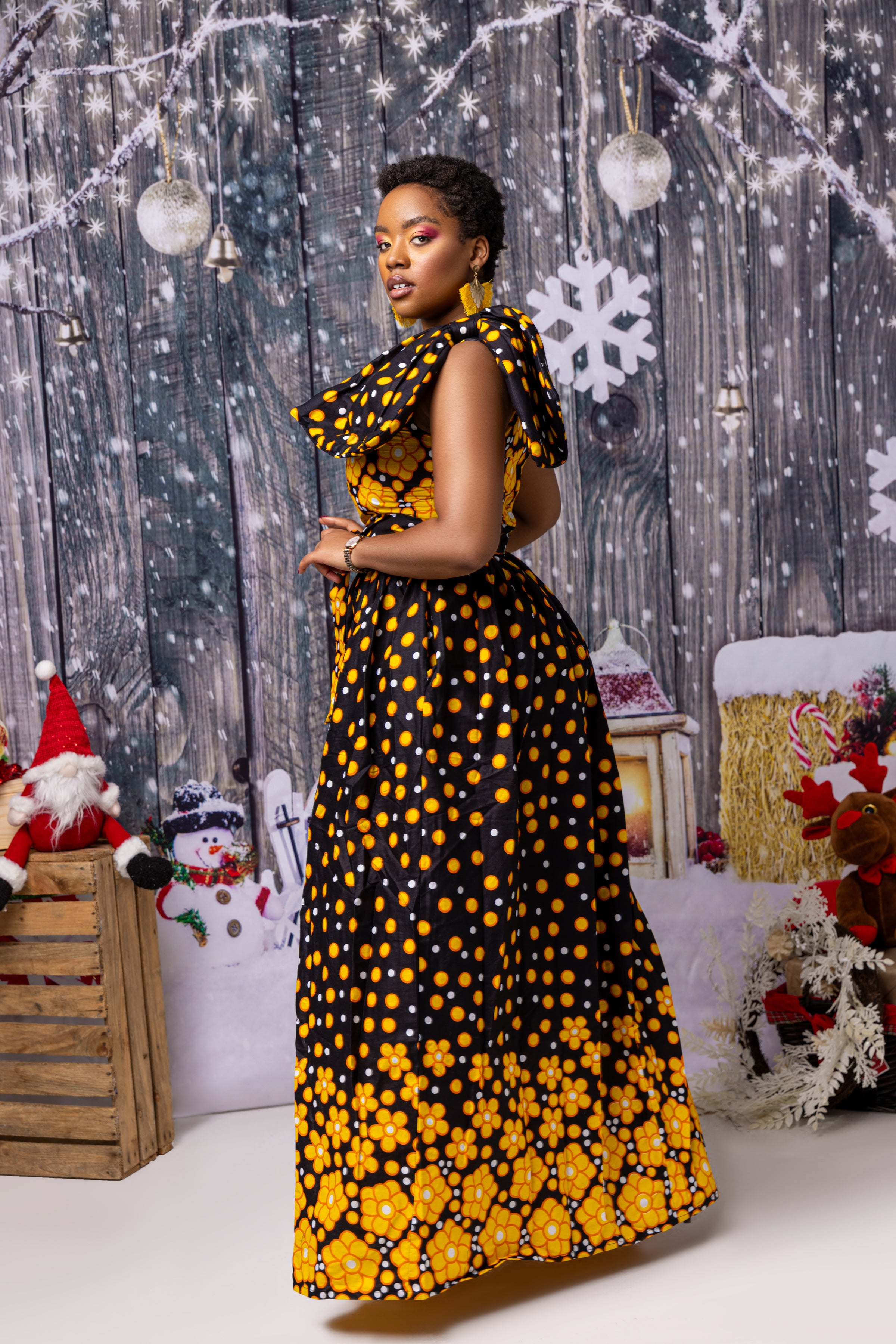 Ankara Gown Polka Dot African Dress Short Gown Ankara Styles Skirt