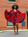 Beatrice Ankara Short Mini Dress | Red African Print