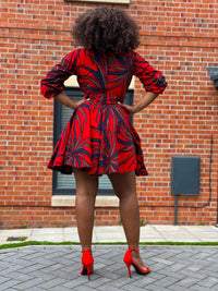 Beatrice Ankara Short Mini Dress | Red African Print