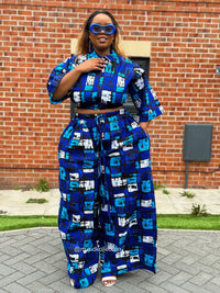 Tosin Ankara High Waisted Trouser | Blue African Print