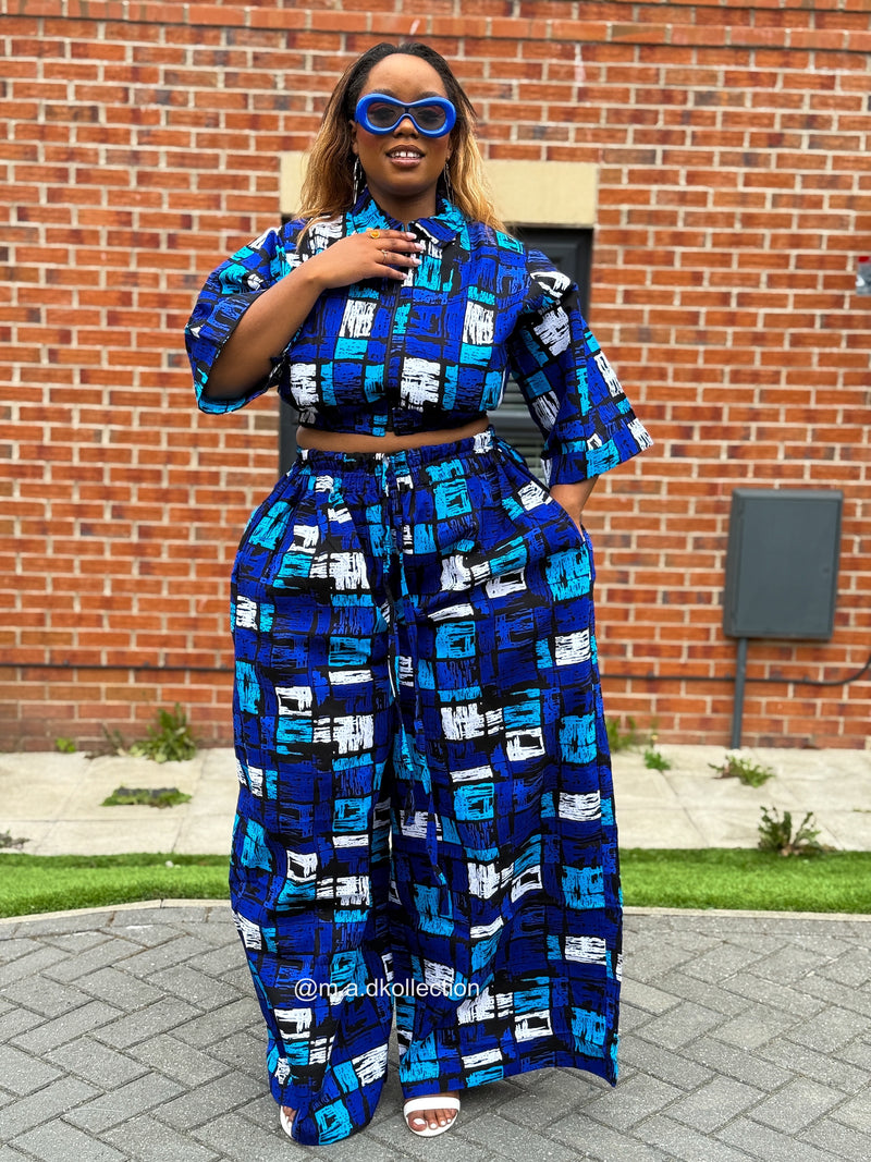 Tosin Ankara High Waisted Trouser | Blue African Print