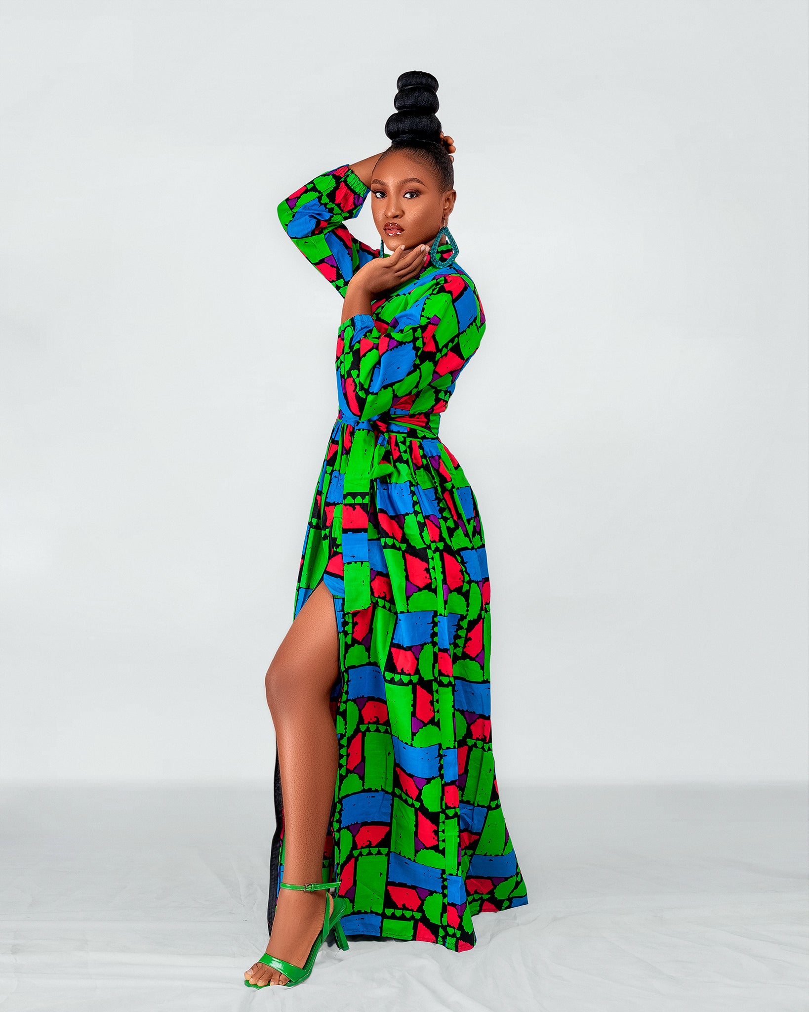 Rukky Ankara Maxi Dress | Green Red Multicolored African Print M.A.DKollection Rukky Ankara Maxi Dress | Green Red Multicolored African Print M.A.DKollection