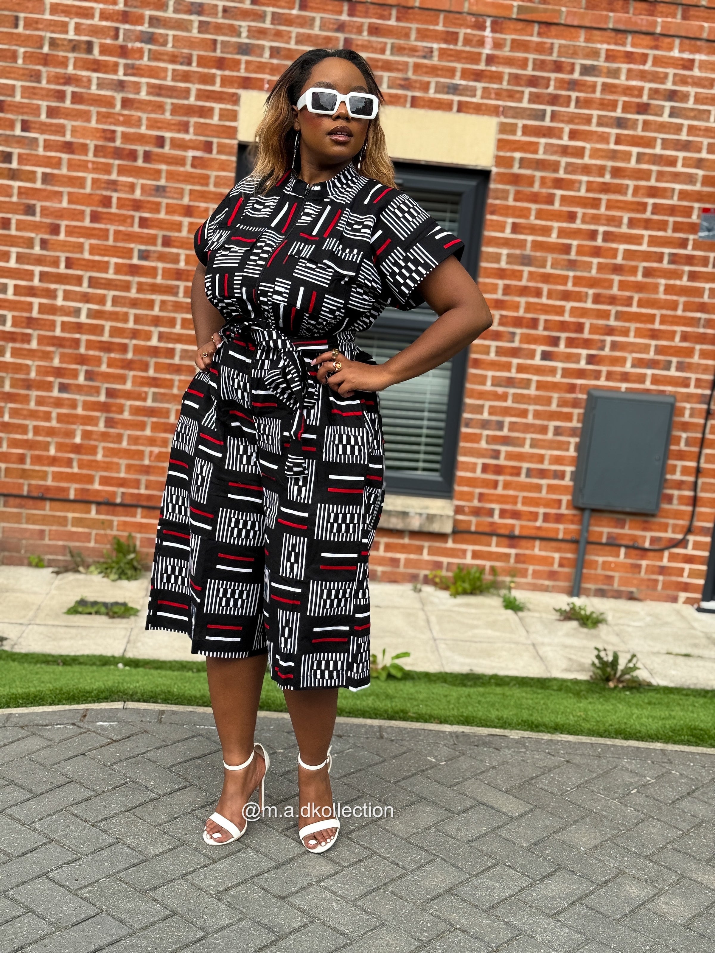 Tosin Culotte |Black and Red Print