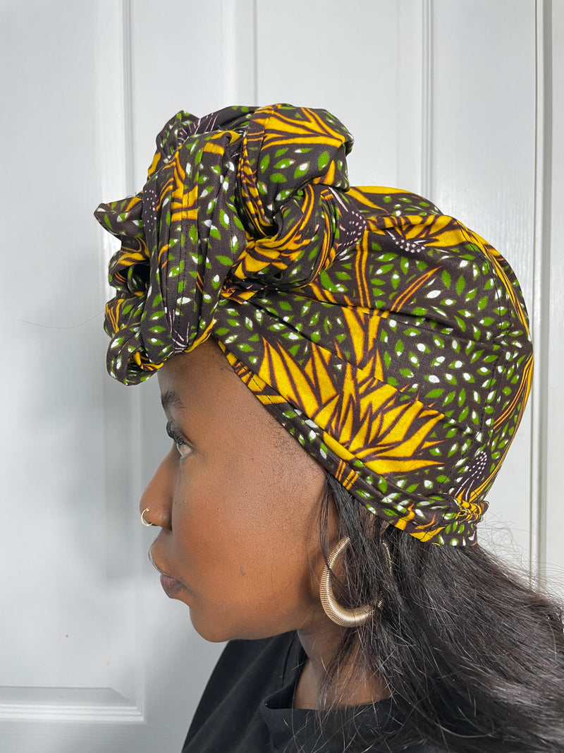 Miah Yellow and Green Ankara Headwrap/Scarf