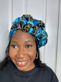 Tatiana Black and Blue Ankara Headwrap/Scarf