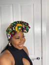 Juliana Yellow and Green Multicolored Ankara Headwrap/Scarf