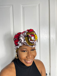 Tara Yellow Red and White Ankara Headwrap/Scarf