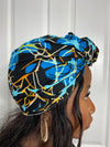Tatiana Black and Blue Ankara Headwrap/Scarf