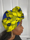 Ana Yellow and Blue Ankara Headwrap/Scarf