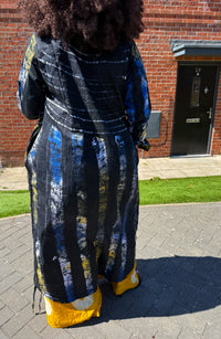 Titi Adire Shirt Dress  | Blue and Yellow Pattern