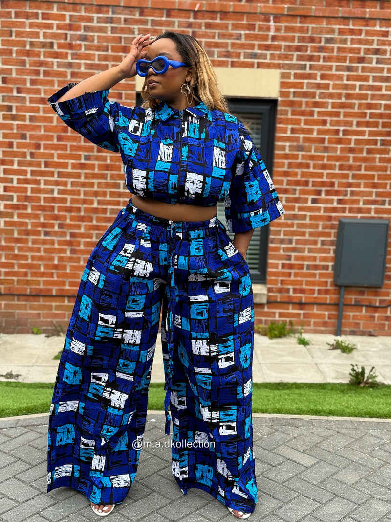 Tosin Ankara High Waisted Trouser | Blue African Print