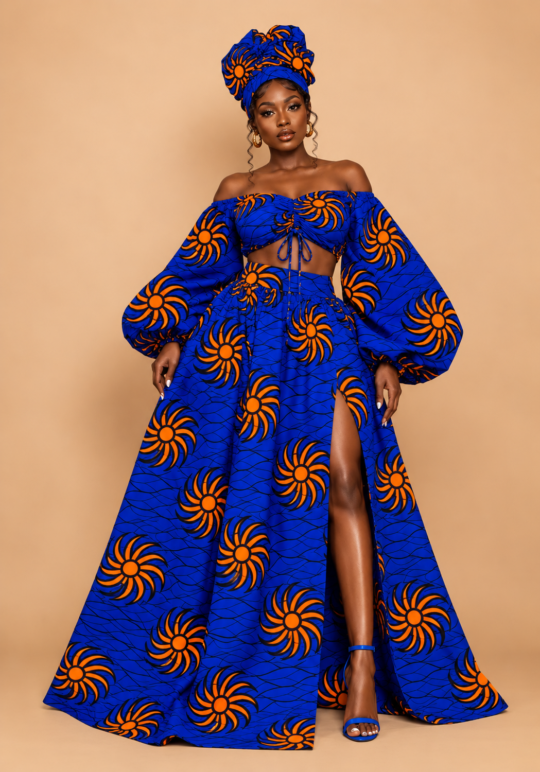 Akoh Maxi Skirt | Blue and Orange Maxi Skirt