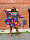 Avita Ankara Mini Dress | Yellow and Pink Multicoloured Floral Print