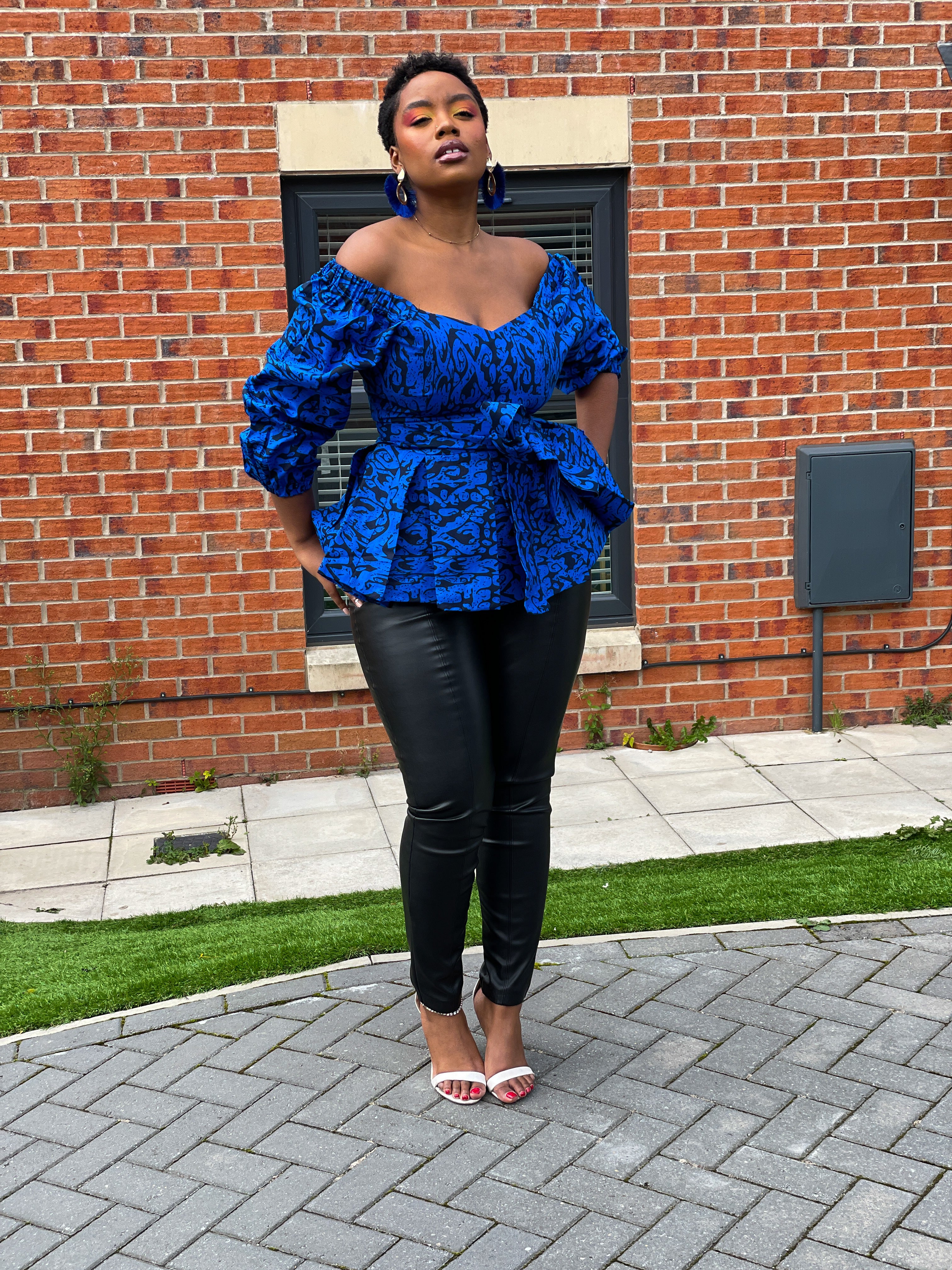 Charlie Ankara Peplum Top | Blue African Print – M.A.DKollection