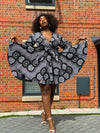 Bala Ankara Mini Short Dress | Black and White African Print