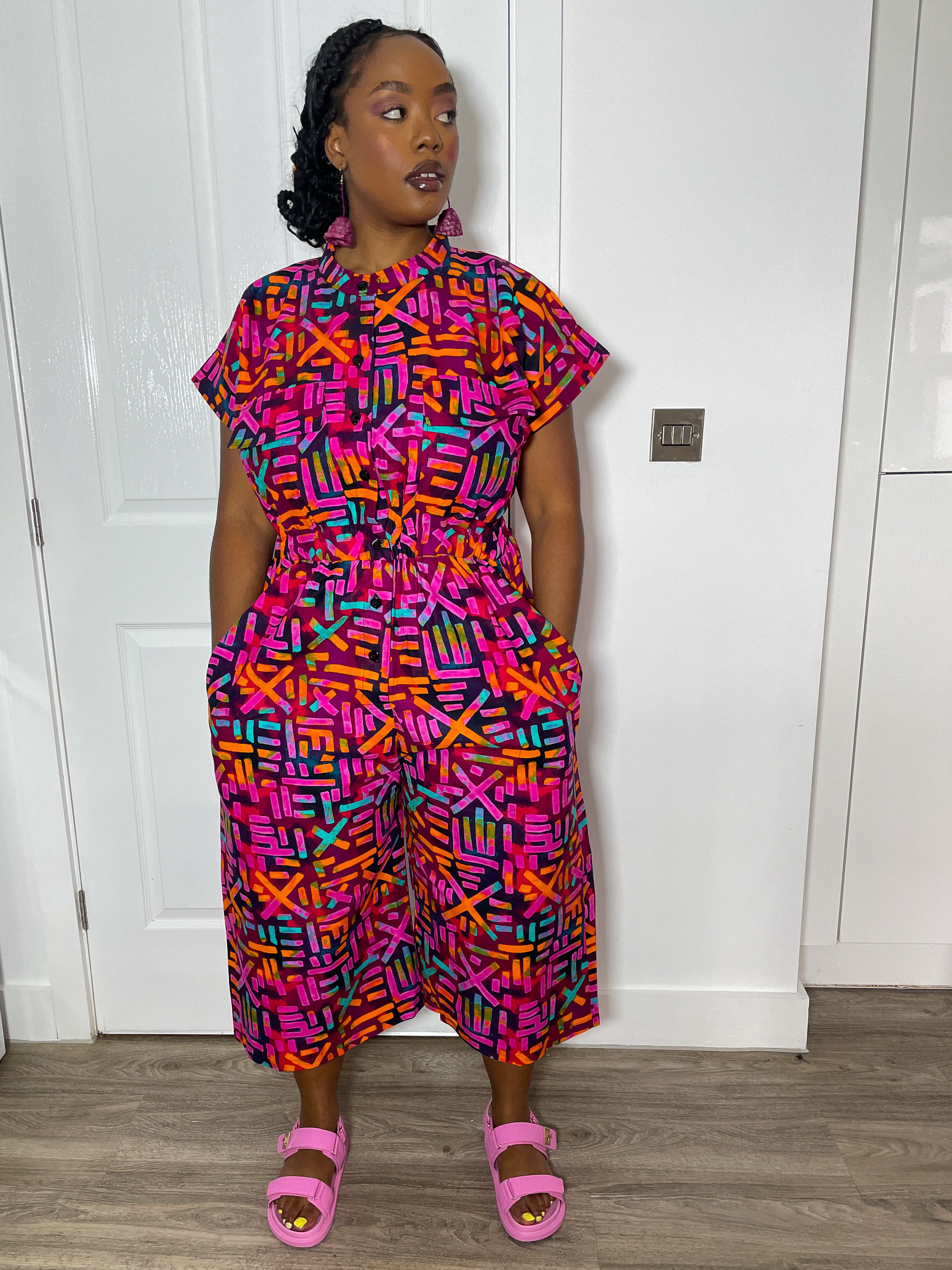 Pink culotte jumpsuit shop