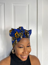 Tamara Blue and Yellow Ankara Headwrap/Scarf