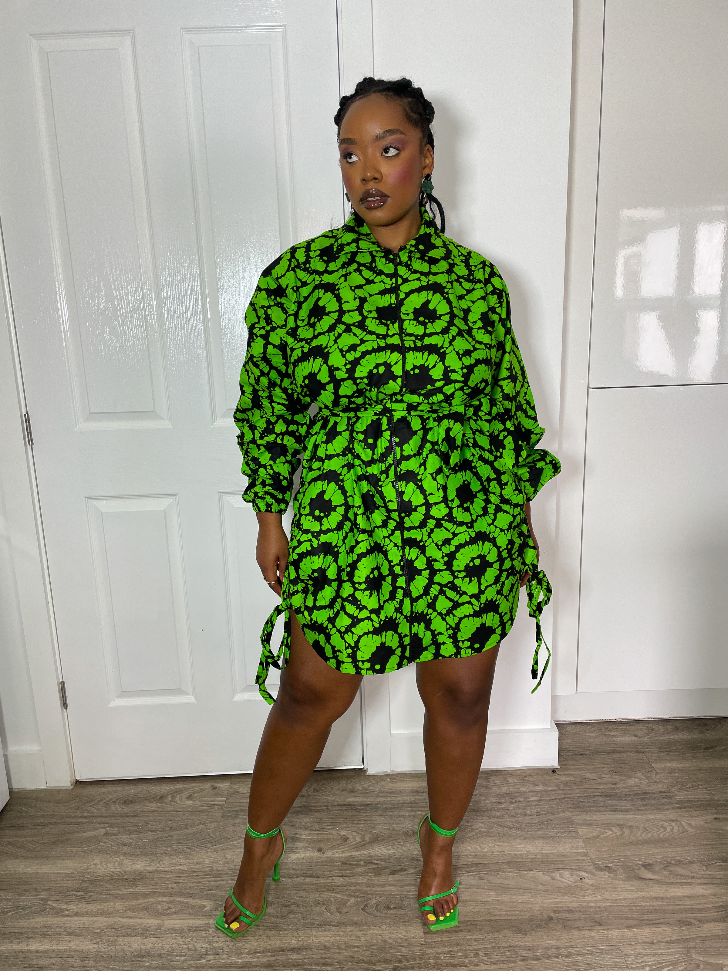 Irene Ankara Shirt Dress | Green and Black African Print M.A.DKollection Irene Ankara Shirt Dress | Green and Black African Print M.A.DKollection